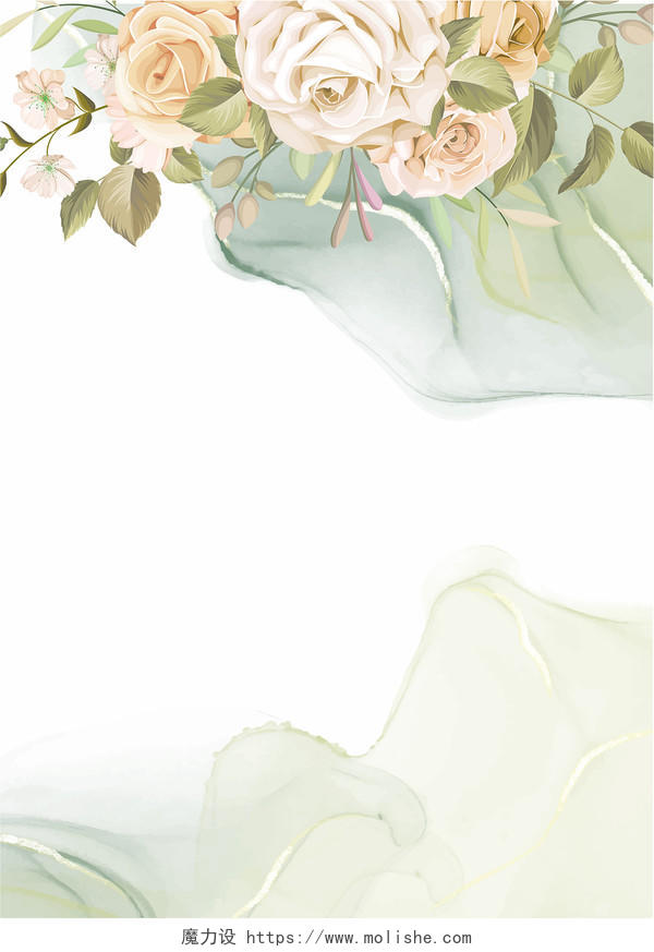 手绘水彩小清新植物花卉春天信纸背景